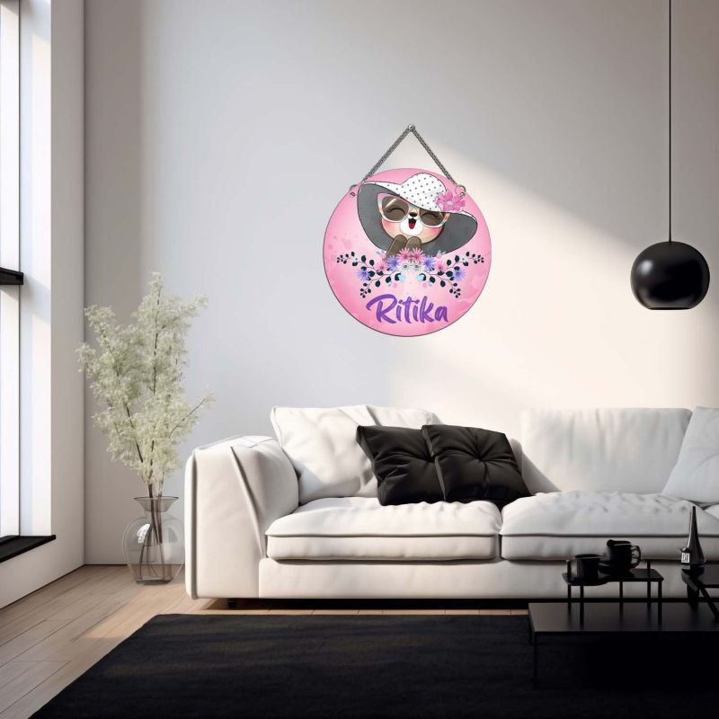 Personalized Wooden Wall Hanging For Kids & Girls Room Decor Cute Cat Theme Wall Art Modern Wall Decorative Accessories for Home Decoration